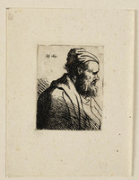 KG 03888
<br/>
Man met muts, profiel naar rechts
<br/>
<em>Rembrandt (1606-1669) - onbekende leerling</em>
